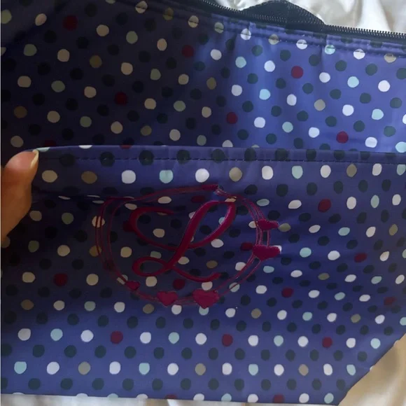 NWT Thirty-One Blue Polka Dot L Initial Letter Bag Thermal Tote - Picture 5 of 7